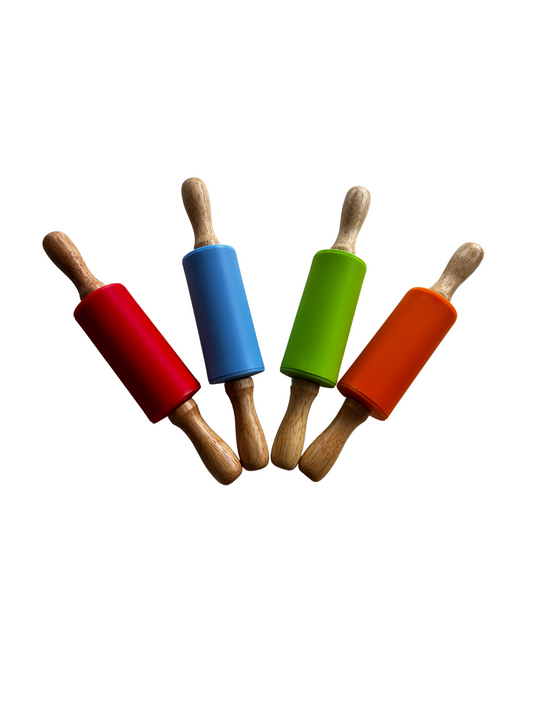 Noonys kids rolling pins in four colours - red, blue, green and orange