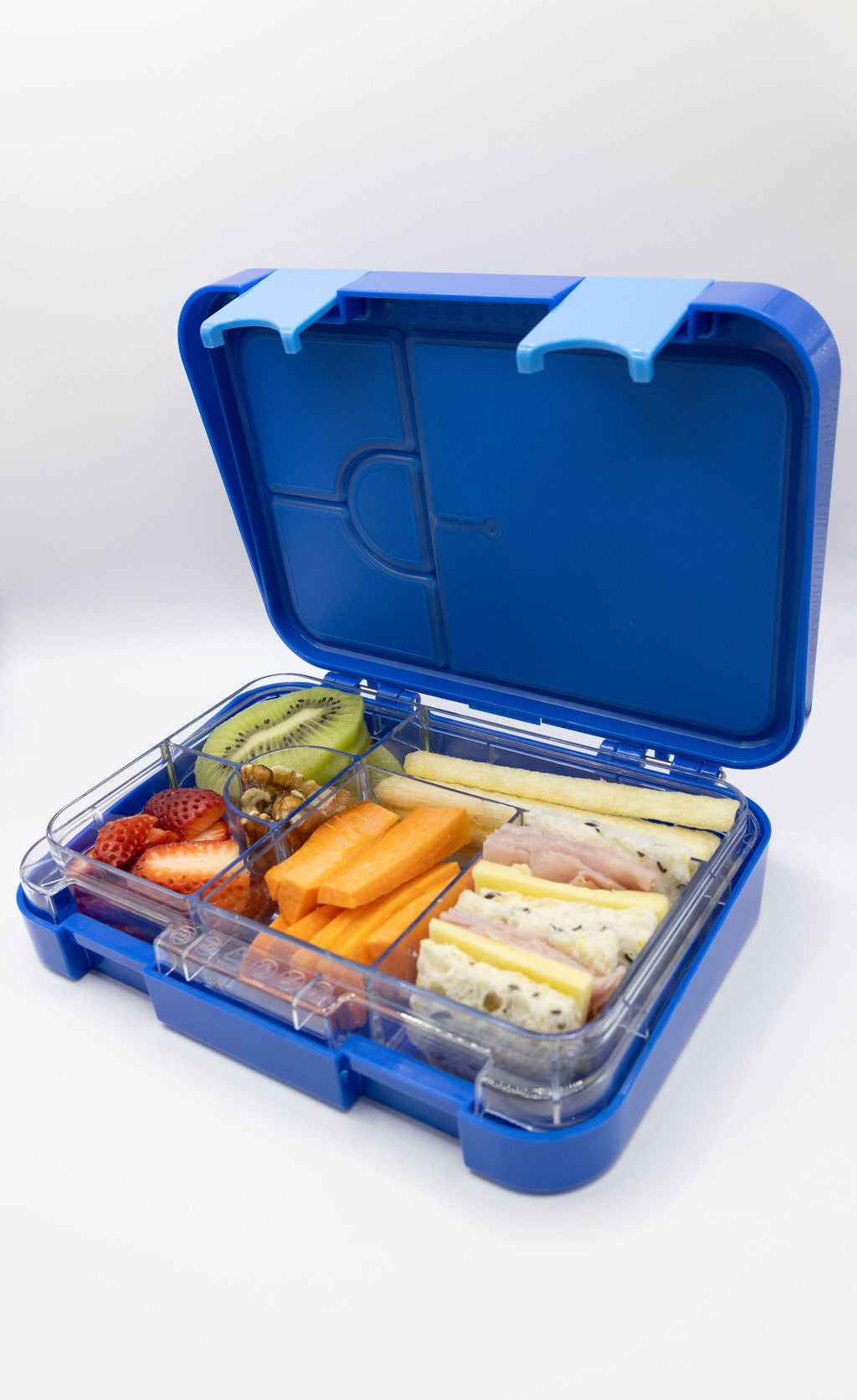Noonys bailey bento lunchbox - ocean blue filled with lunch items